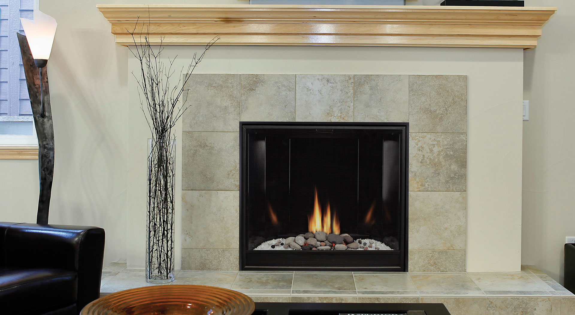 White Mountain Hearth EF39 Nexfire 39-Inch Traditional Electric Fireplace  with Inner Glow Log Set and Brick Liner