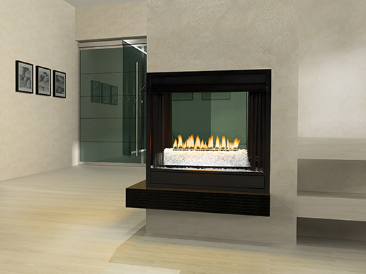 Interior of the room with a fireplace